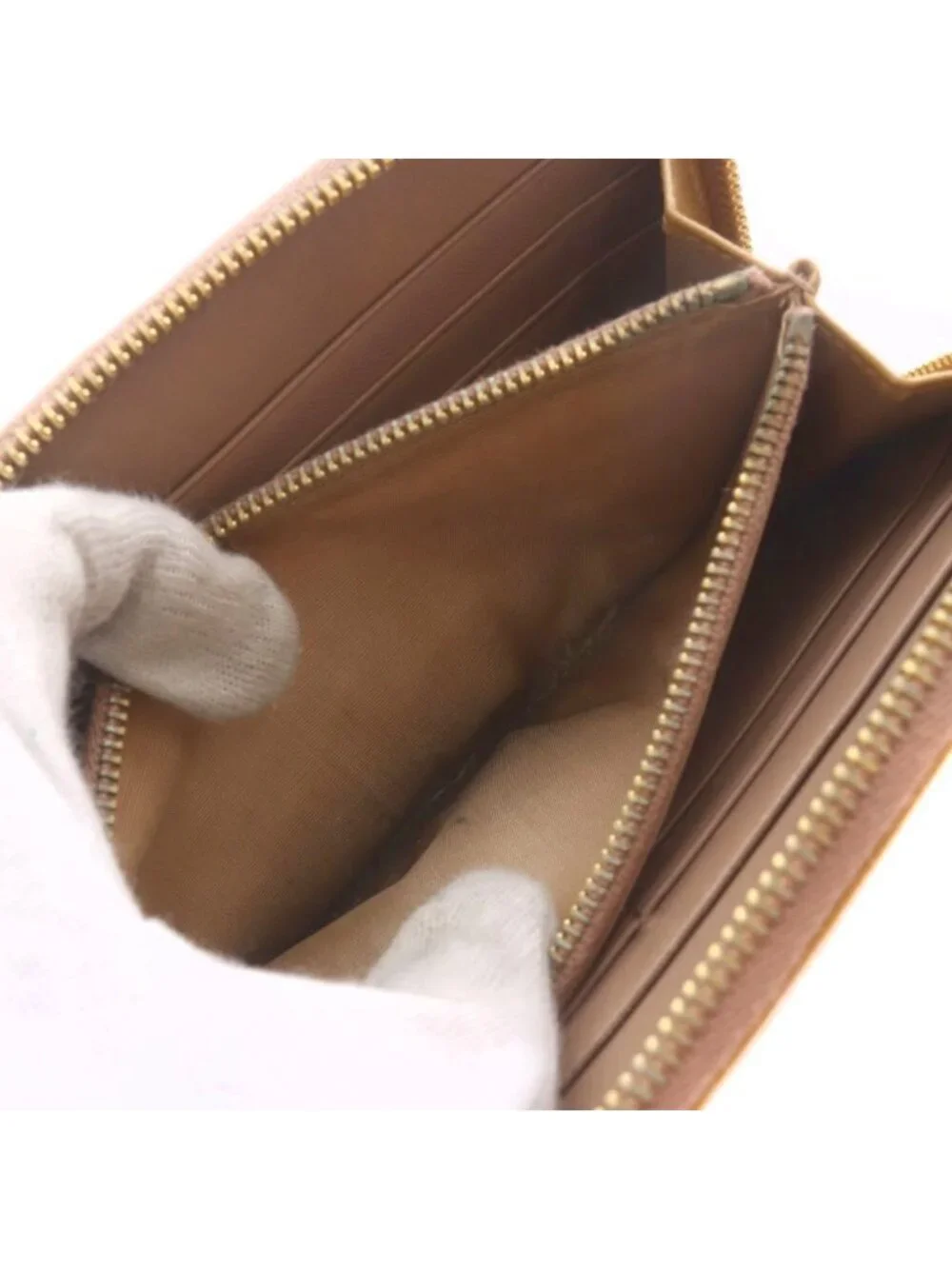 Prada Zip Around Wallet Logo Brown